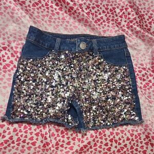 Sequin Embellished Denim Shorts For Girld By JUSTICE SIZE 10